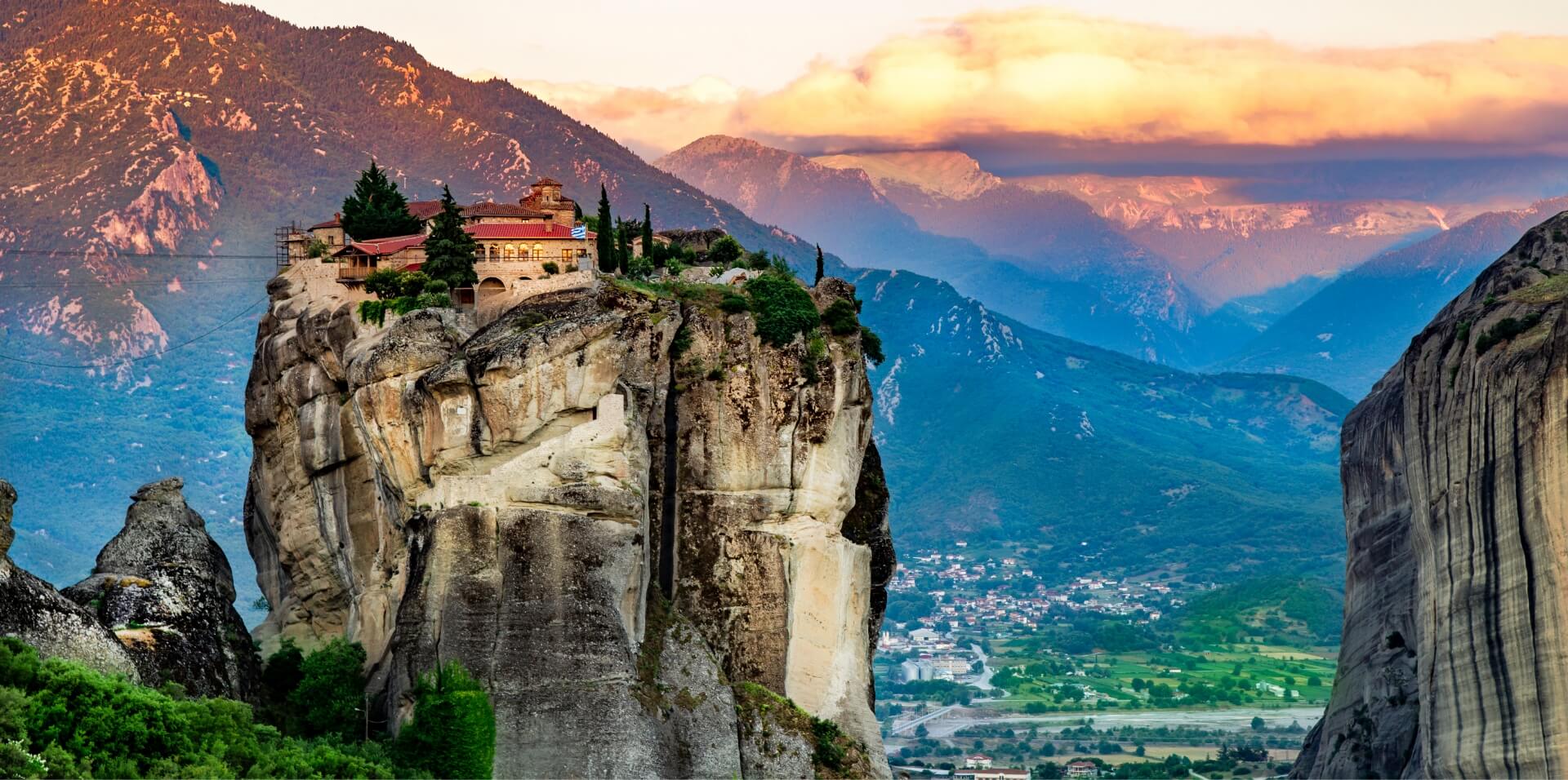 Meteora monasteries perched on rock pillars